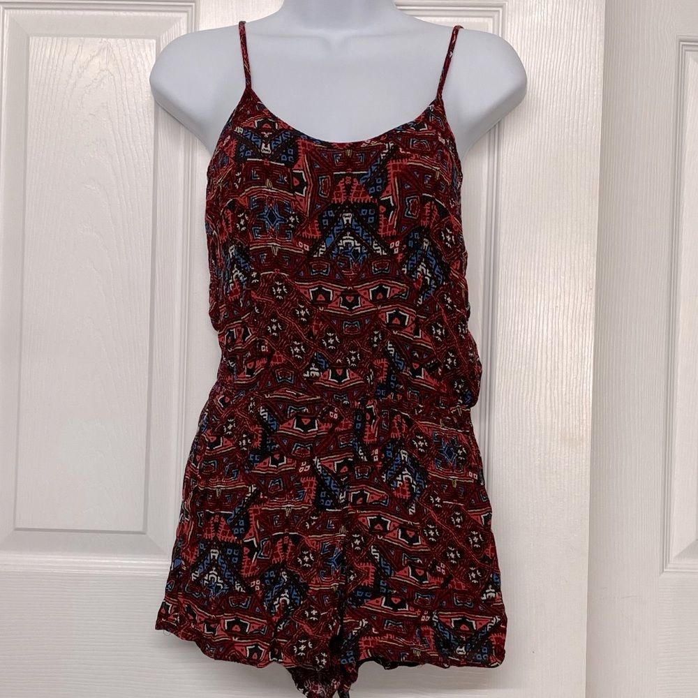 Forever 21 Southwest Print Open Back Gauzy Romper Shorts Sz S